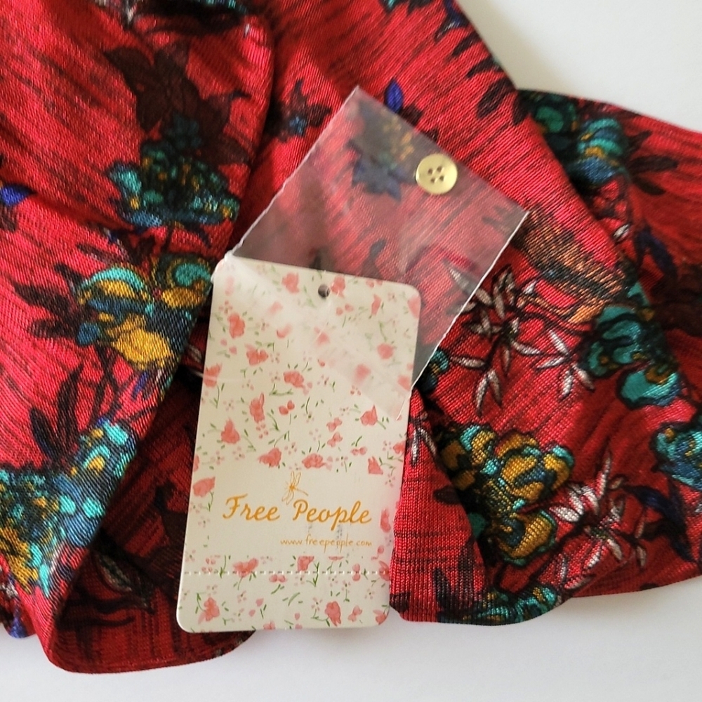 Free People Women's Dock Street Red Floral Combo Top - Picture 16 of 16